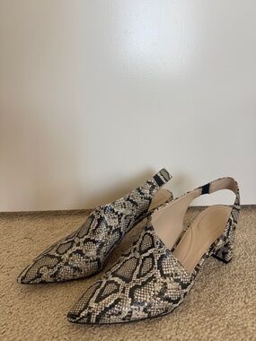 Cole Haan Vania Half D’Orsay Snakeskin Leather Swingback NWOT
